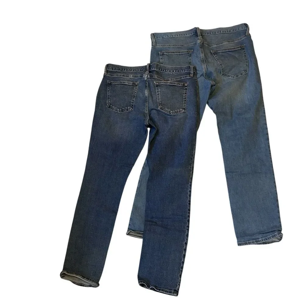 LOT OLD NAVY Two Pairs Blue Denim Built-in Flex Skinny Slim Jeans 34 x 30